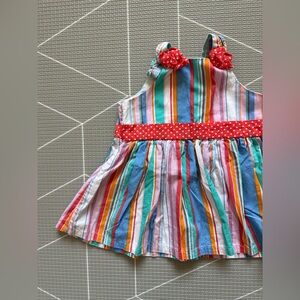 Baby girl/toddler sleeveless sundress in cotton|Colorful stripes & polka dot•18M